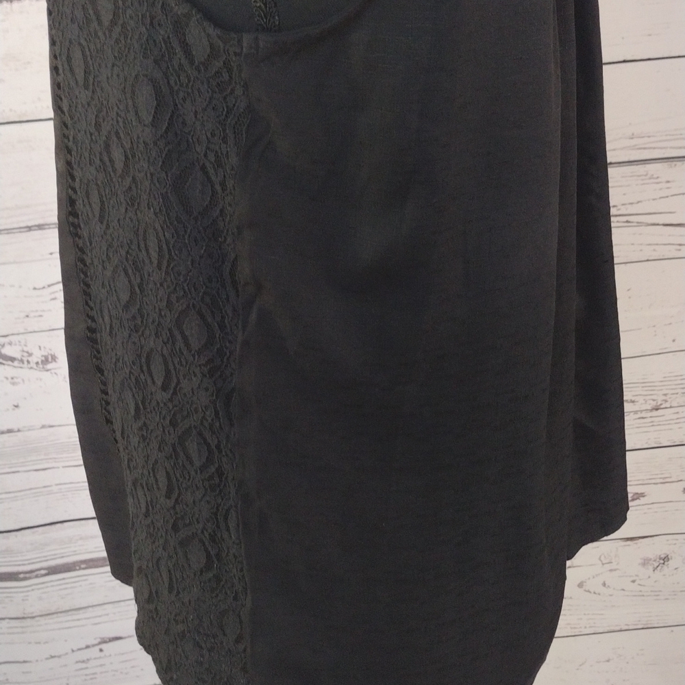 Doe & Rae Black Lace & Linen- Like Sleeveless Blouse sz. S #485 - Picture 5 of 9